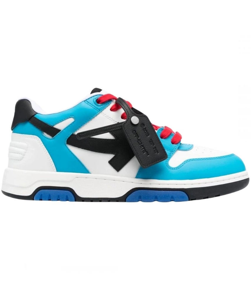 Off White Mens Out Of Office White Blue/Black Leather Sneakers - Size UK 10